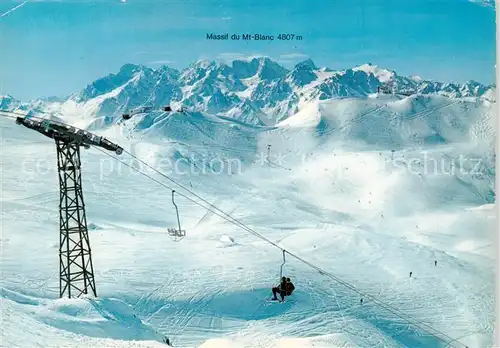 AK / Ansichtskarte 73902288 Sessellift_Chairlift_Telesiege Verbier Mont-Blanc 