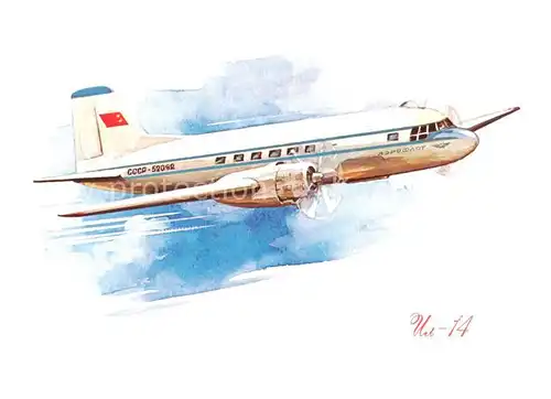 AK / Ansichtskarte  Flugzeuge_Zivil IL-14 airocraft 