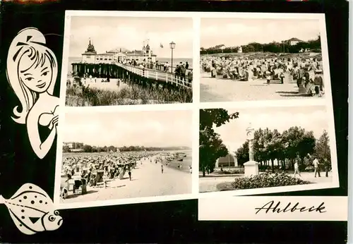 AK / Ansichtskarte  Ahlbeck_Ostseebad Seebruecke Strandpartien Promenade Ahlbeck_Ostseebad