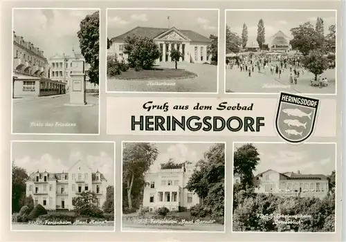 AK / Ansichtskarte  Heringsdorf__Ostseebad_Usedom Platz des Friedens Kulturhaus FDGB Ferienheim Paul Heinz FDGB Ferienheim Paul Berndt FDGB Ferienheim Ostseeblick  