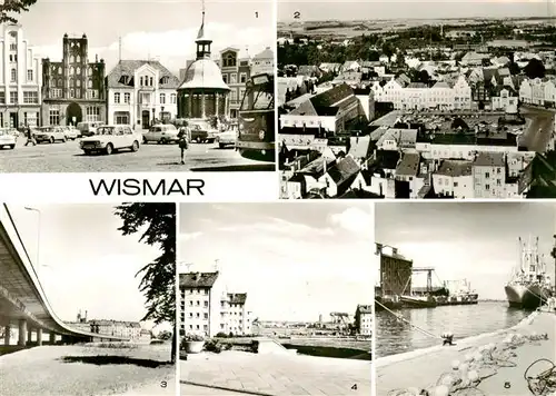 AK / Ansichtskarte  Wismar_Mecklenburg Markt mit Marktblick Hochbruecke Hafenpartien Wismar_Mecklenburg