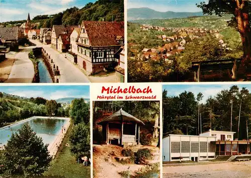 AK / Ansichtskarte 73902652 Michelbach_Gaggenau Strassenpartie Panorama Schwimmbad Pavillon  Michelbach Gaggenau