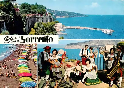 AK / Ansichtskarte  Sorrento__Sorrent_Campania_IT Kuestenpanorama Strand Folklore Trachten 