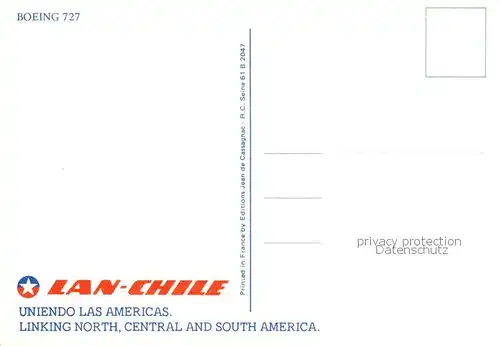 AK / Ansichtskarte  Flugzeuge_Zivil Boeing 727 Lan-Chile  