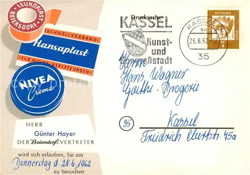 AK / Ansichtskarte 73902766 Werbung_Reklame Guenter Hoyer Beirsdorf Nivea Creme Hansaplast Leukoplast 