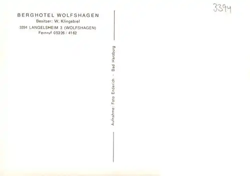 AK / Ansichtskarte  Langelsheim Berghotel Wolfshagen Langelsheim