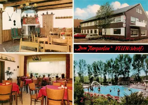 AK / Ansichtskarte  Velen_Westfalen Hotel Restaurant Zum Tiergarten Gastraeume Freibad 