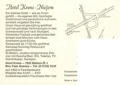 AK / Ansichtskarte 73902919 Niefern Hotel Krone Gastraeume Niefern