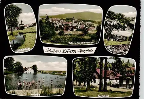 AK / Ansichtskarte  Eslarn Loisbachtal Panorma Schlossbergblick Freibad Torfhaeusl Eslarn