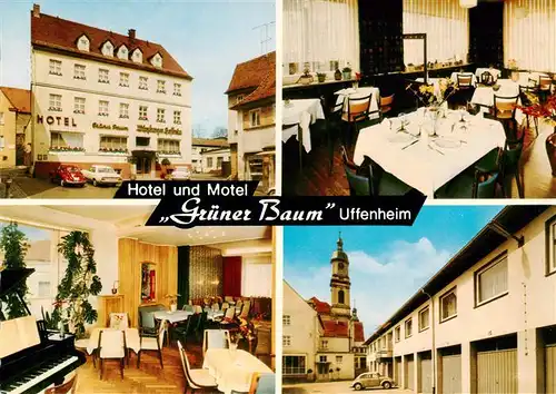 AK / Ansichtskarte 73902972 Uffenheim Hotel und Motel Gruener Baum Gastraeume Kirche Uffenheim