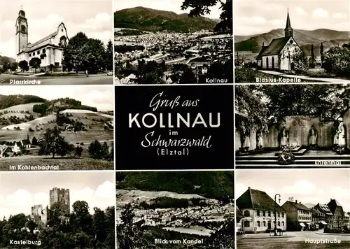 AK / Ansichtskarte  Kollnau Pfarrkirche Im Kohlenbachtal Kastelburg Kollnau Blasius Kapelle Ehrenmal Kandelblick Hauptstrasse Kollnau