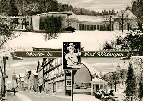 AK / Ansichtskarte  Bad_Wildungen Konzertpavillon und Wandelhalle Brunnenstrasse Fuerstenhof Bad_Wildungen