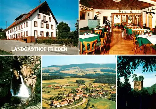 AK / Ansichtskarte  Bergalingen Landgasthof Frieden Gastraum Wasserfall Fliegeraufnahme Burgturm Bergalingen