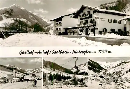 AK / Ansichtskarte  Saalbach_-Hinterglemm_AT Gasthof Auhof Kirche Seilbahn Panorama 