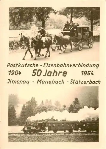 AK / Ansichtskarte 73903172 Ilmenau_Thueringen Postkutsche Eisenbahnverbindung Ilmenau Manebach Stuetzerbach Ilmenau Thueringen