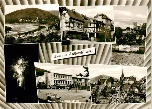 AK / Ansichtskarte 73903197 Neckarsteinach Panorama Ortspartien Freiherr vom Stein Schule Mittelburg Neckarsteinach