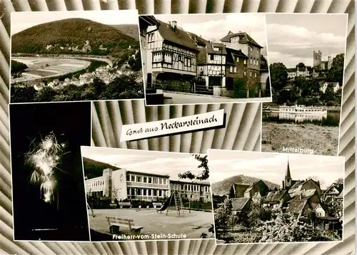 AK / Ansichtskarte  Neckarsteinach Panorama Ortspartien Freiherr vom Stein Schule Mittelburg Neckarsteinach