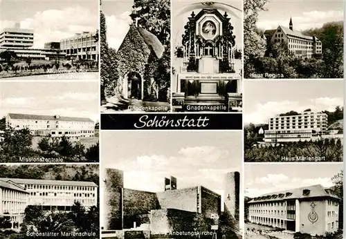 AK / Ansichtskarte  Schoenstatt_Vallendar Muetterhaus der Marienschwestern Gnadenkapelle Haus Regina Haus Mariengart Missionszentrale Schoenstaetter Marienschule Anbetungskirche Haus Sonnenau Schoenstatt_Vallendar