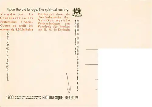 AK / Ansichtskarte 73903259 Belgium_Belgie_Belgien Upon the old bridge The spiritual society 