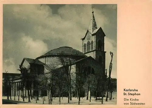 AK / Ansichtskarte  Karlsruhe_Baden St Stephan Kirche von Suedwesten Karlsruhe_Baden