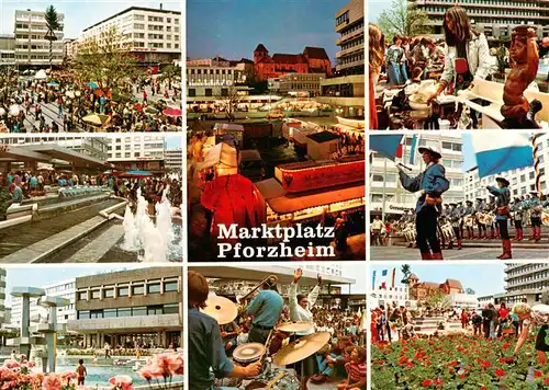 AK / Ansichtskarte  Pforzheim Marktplatz Teilansichten Schwimmbad Pforzheim