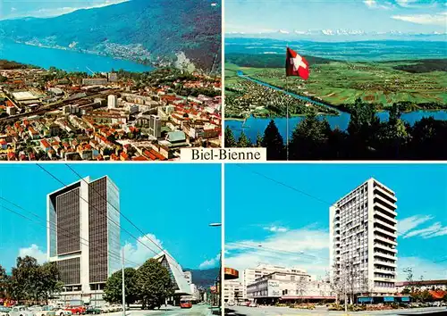 AK / Ansichtskarte  Biel_Bienne_BE Luftaufnahme Panorama Blick gegen die Alpen Hochhaeuser 