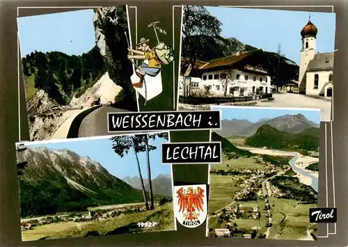AK / Ansichtskarte 73903374 Weissenbach_Lech Strassenpartie Panorama Fliegeraufnahme Gaichtpass Kiosk Kirche Weissenbach_Lech