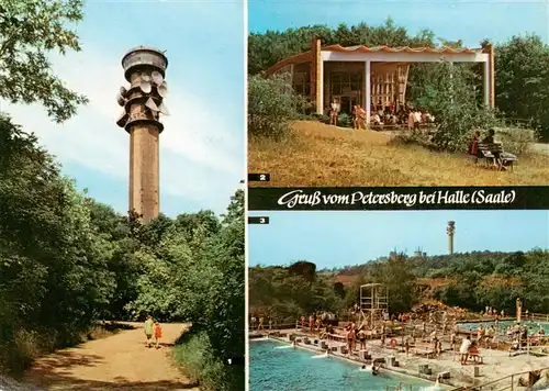 AK / Ansichtskarte  Halle__Saale Funk und Aussichtsturm der Deutschen Post Fernsehpavillon Bergbad 