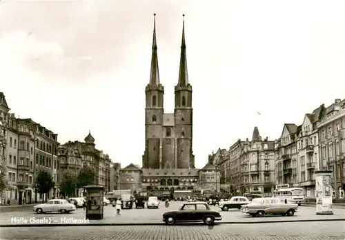 AK / Ansichtskarte 73903392 Halle__Saale Hallmarkt mit Kirche 