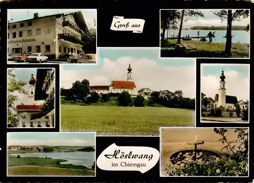 AK / Ansichtskarte  Hoeslwang Gasthof Kirchen Panorama Strandpartien Brunnen Hoeslwang