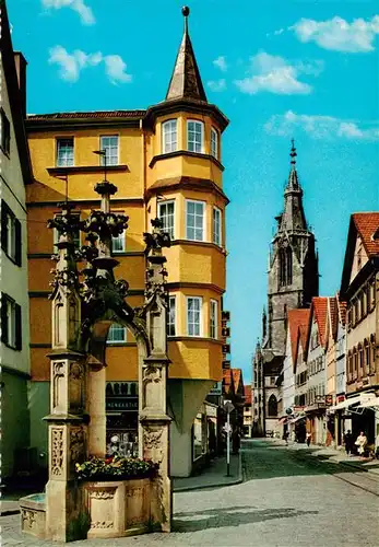 AK / Ansichtskarte  Reutlingen_BW Wilhelmstrasse mit Lindenbrunnen und Marienkirche 