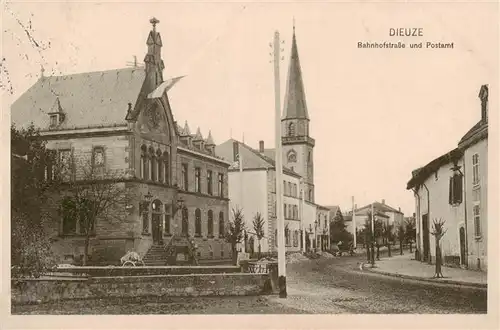 AK / Ansichtskarte  Dieuze_Duss_57_Moselle Bahnhofstrasse und Postamt 
