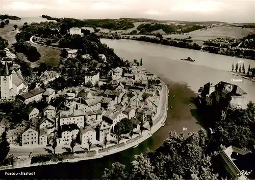 AK / Ansichtskarte  Passau Zusammenfluss von Ilz Donau und Inn Fliegeraufnahme Passau