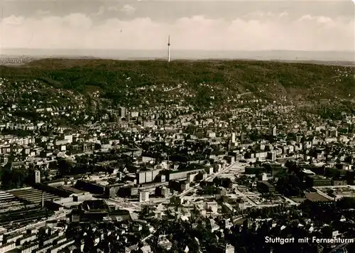 AK / Ansichtskarte 73903591 Stuttgart Fliegeraufnahme mit Fernsehturm Stuttgart