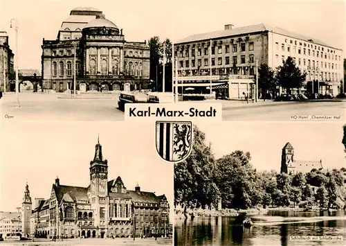 AK / Ansichtskarte  Karl-Marx-Stadt Oper HO Hotel Chemnitzer Hof Rathaus Schlossteich mit Schlosskirche