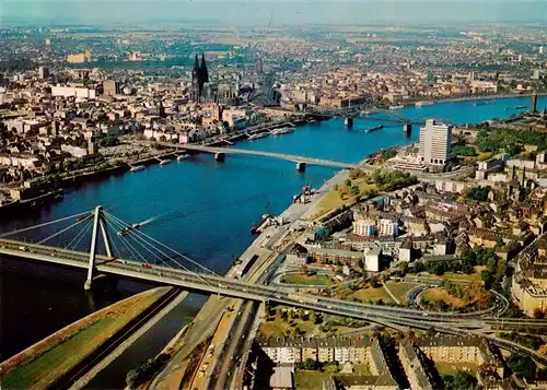 AK / Ansichtskarte  Koeln__Rhein Rheinblick mit Dom und Severinsbruecke Deutzer Bruecke Hohenzollernbruecke