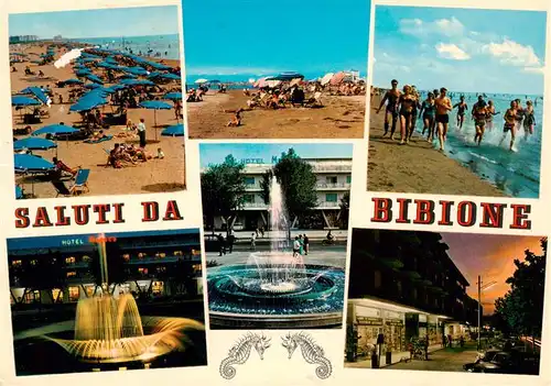 AK / Ansichtskarte 73903668 Bibione_IT Kuestenpanorama Strand Wasserspiele Promenade