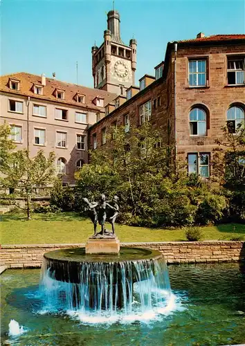 AK / Ansichtskarte  Pforzheim Dreitaelerbrunnen in der Blumenhofanlage