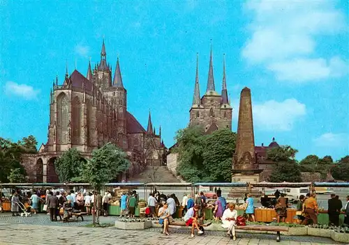 AK / Ansichtskarte  Erfurt Domplatz mit Dom und Severikirche