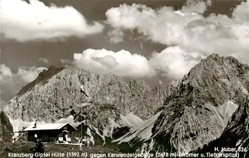 AK / Ansichtskarte  Kranzberg-Gipfelhuette_1392m_Mittenwald_Bayern mit Karwendelgebirge