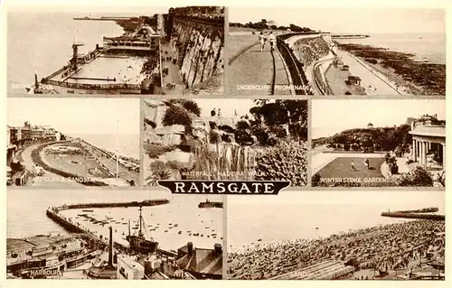 AK / Ansichtskarte 73903740 Ramsgate_UK Bathing Pool Undercliff Promenade Strand Winterstoke Gardens Harbour Sands