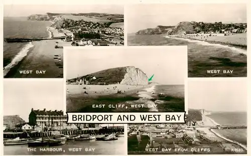 AK / Ansichtskarte  Bridport_Dorset_UK West Bay The Harbour East Cliff West Bay from Cliffs