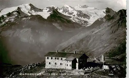 AK / Ansichtskarte  Starkenburgerhuette_2229m_Stubaital_AT mit Stubaiergletscher