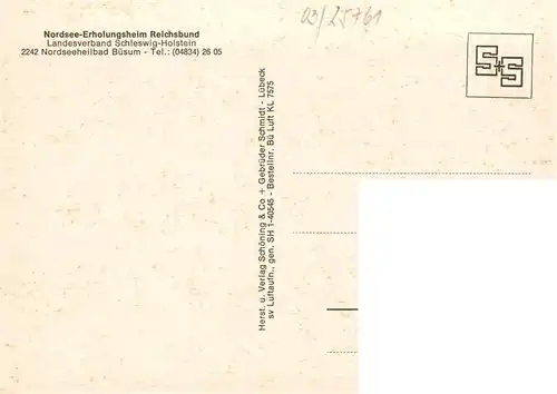 AK / Ansichtskarte  Buesum_Nordseebad Nordsee Erholungsheim Reichsbun Fliegeraufnahme
