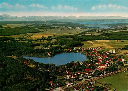 AK / Ansichtskarte 73903917 Wessling_Starnberger_See Fliegeraufnahme mit Zugspitze Ammer und Pilsensee