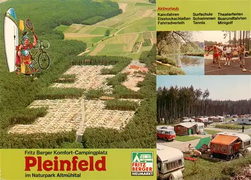 AK / Ansichtskarte  Pleinfeld Fritz Berger Waldcamping Fliegeraufnahme Kanufahren Eisstockschiessen Campingplatz