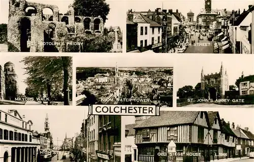 AK / Ansichtskarte 73904019 Colchester__UK St Edtolphs Priory High Street Mayors Walk From Water Town St Johns Abbey Gate Old Siege House