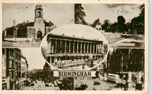 AK / Ansichtskarte  Birmingham__UK New Fire Station Town Hall Canon Hill Park The Bull Ring and St Martins Church Colmore Row