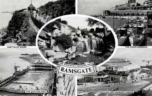 AK / Ansichtskarte 73904048 Ramsgate_UK East Cliff Chine The Waterfall Madeira Walk The Inner Harbour The Bathing Pool Pavilion and Harbour Parade