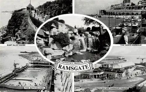 AK / Ansichtskarte  Ramsgate_UK East Cliff Chine The Waterfall Madeira Walk The Inner Harbour The Bathing Pool Pavilion and Harbour Parade